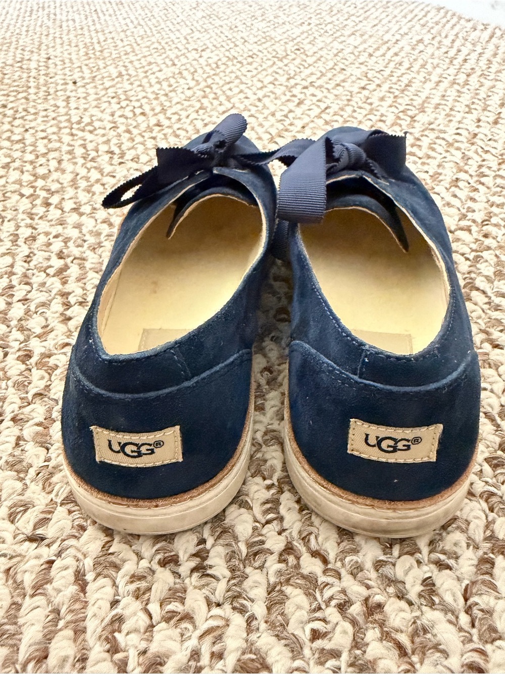 UGG Navy Suede Ribbon Lace-Up Oxfords - Picture 2 of 5